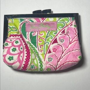 Vera Bradley Kiss Lock Pink and Green Paisley Coin Purse